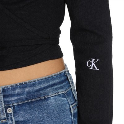 Tee-shirt à manches longues femme Front Split Wrap CALVIN KLEIN