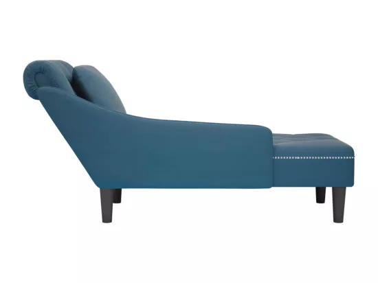 Fauteuil long avec coussin et accoudoir droit bleu velours