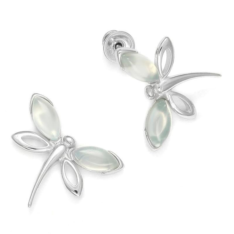 Boucles d'Oreilles en Agate Aqua et Argent 925