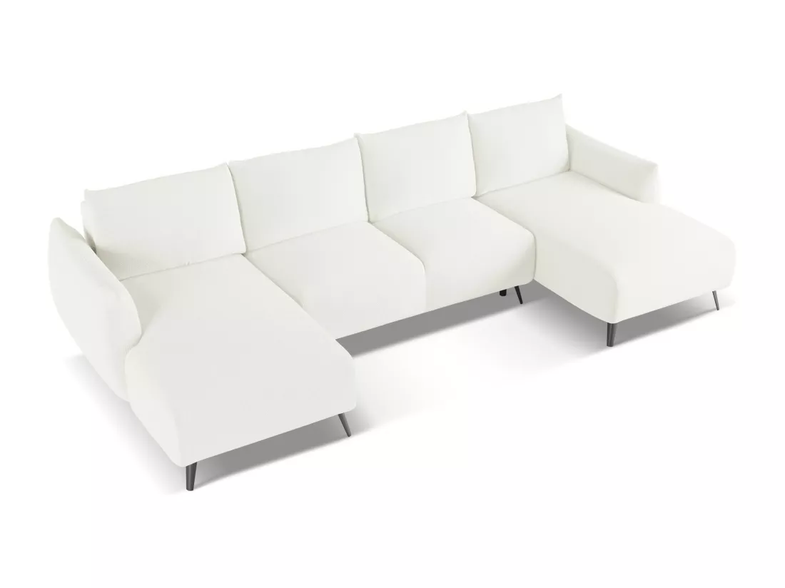 Canapé d'angle panoramique convertible en tissu chenille - blanc - MALIE