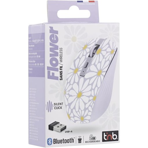 T'nB MWXFLOWER souris Droitier Bluetooth + USB Type-A 1600 DPI