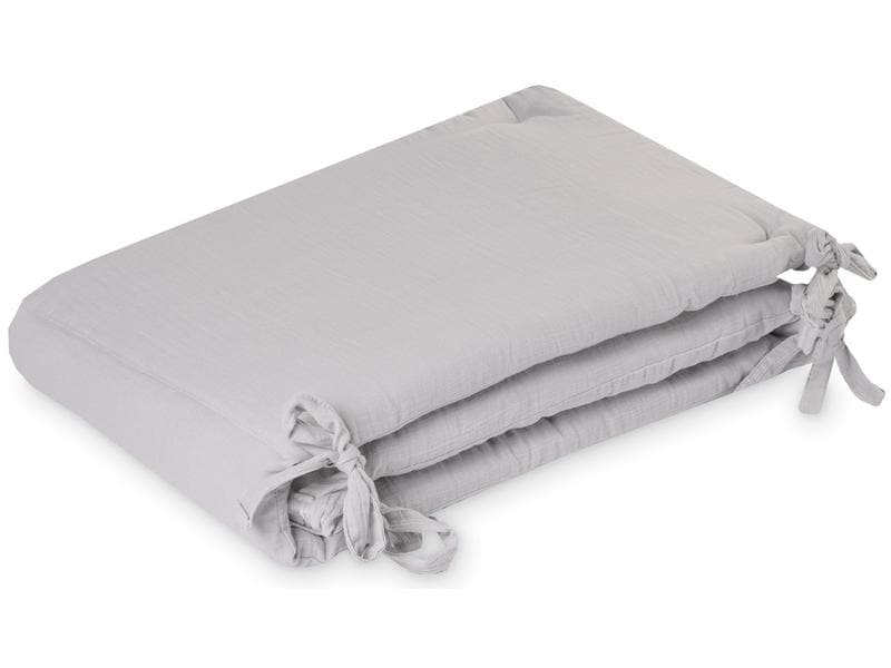 Julius Zöllner Bettnestchen Musselin Grau 180 x 35 cm Baby-Nestchen mit Bindebändern zur Befestigung