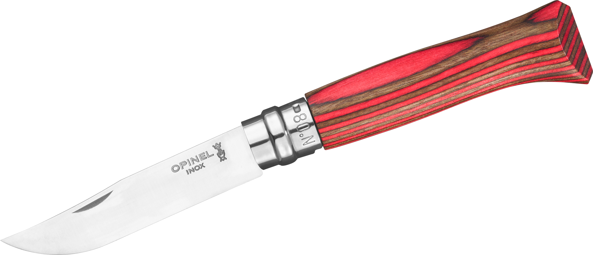 Opinel N°08 Taschenmesser mit Griff aus Birkenholz Klingenlänge 8,5 cm rot
