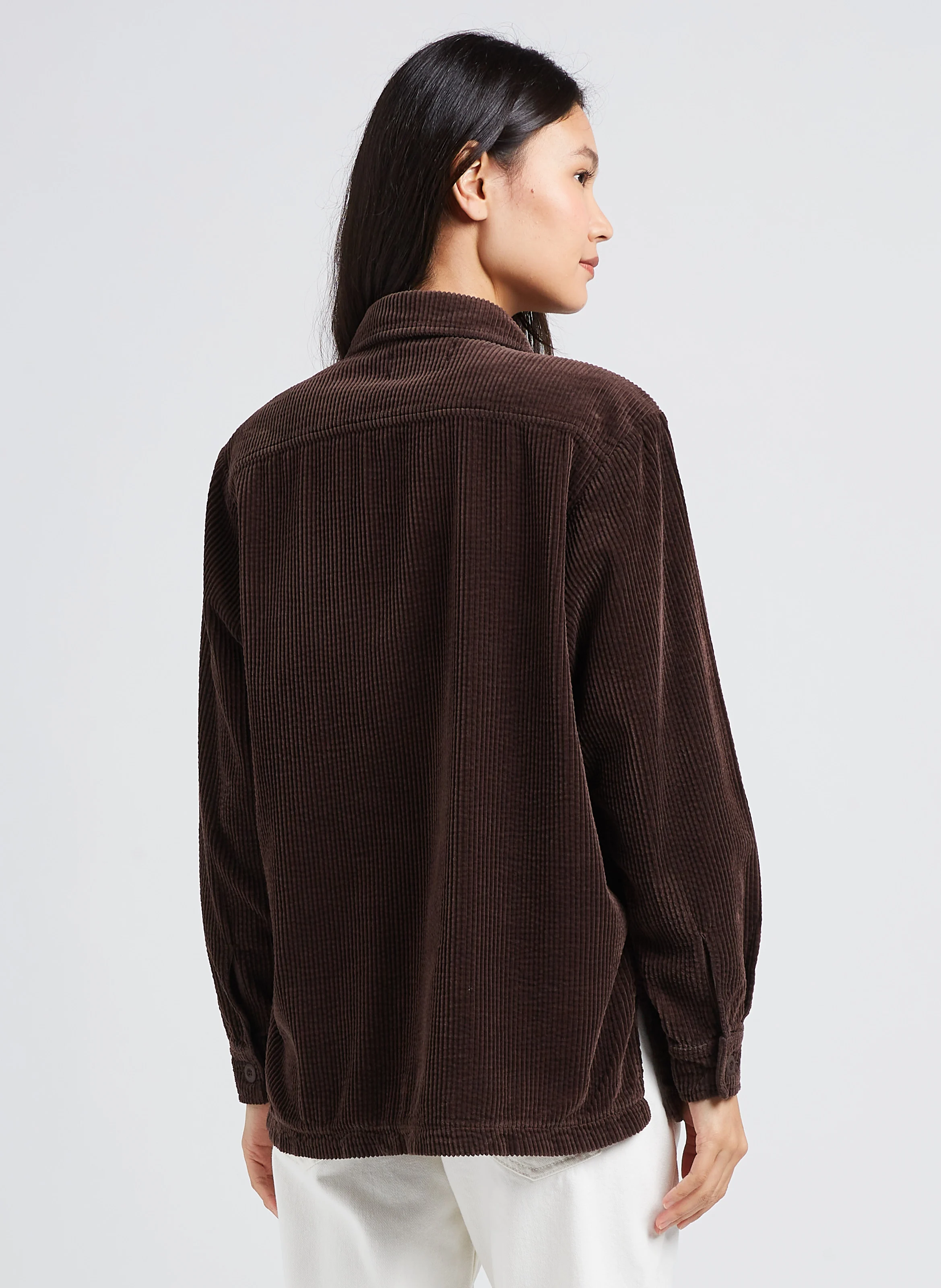 CARRIE - Veste col classique ample en coton | Marron
