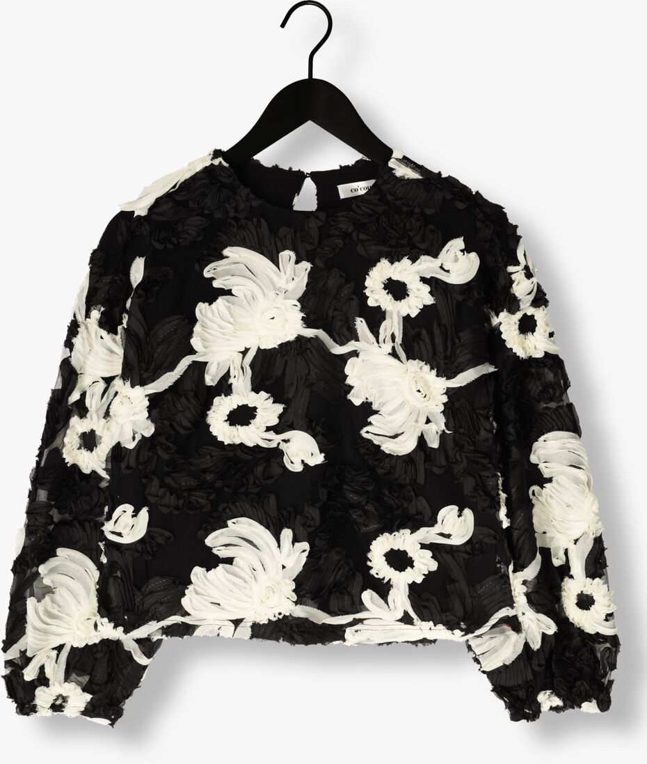 zwarte co'couture blouses fleurcc fluffy blouse