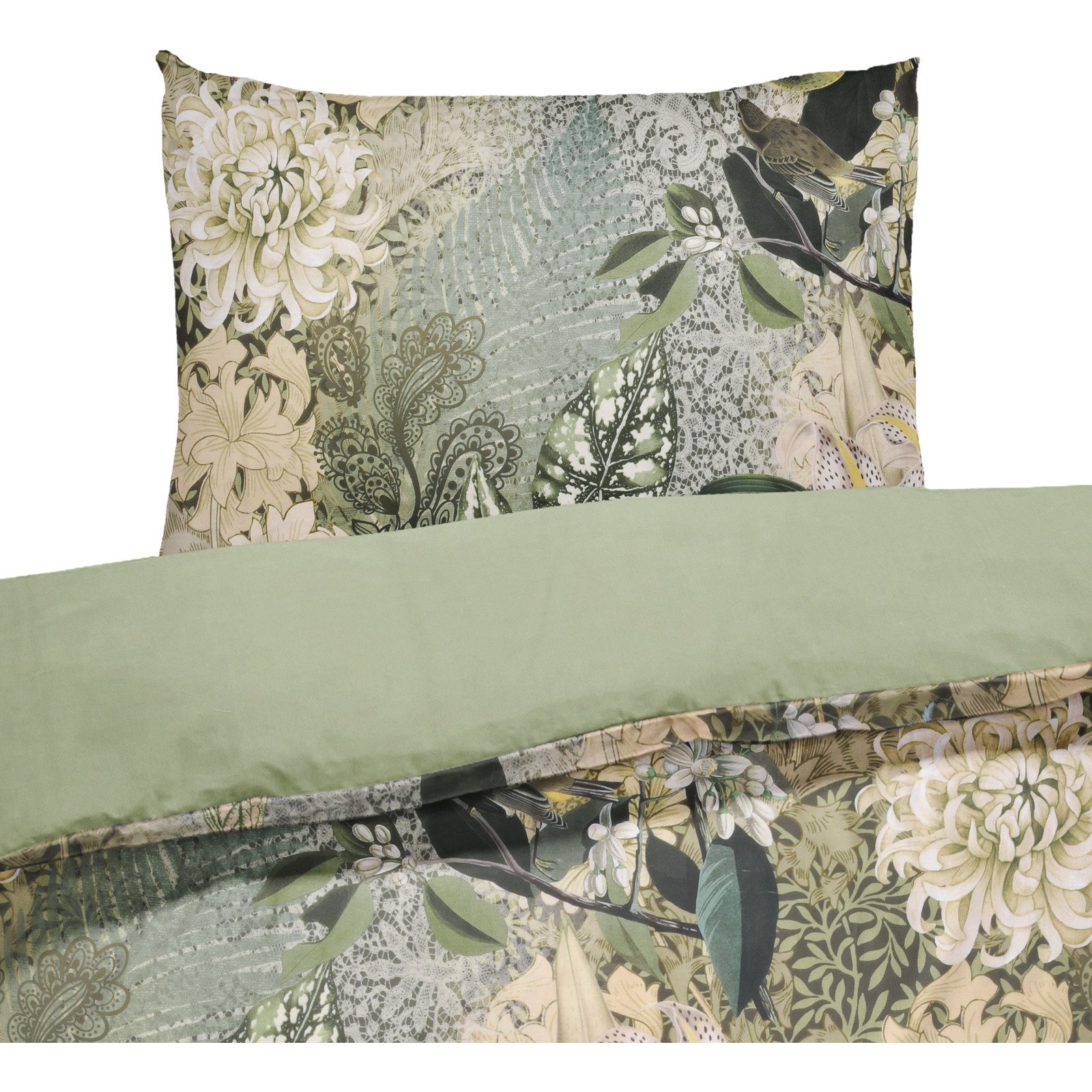 Bettwäsche Satin Jungle grün 200x210 2x65x65 Bettanzug Fra
