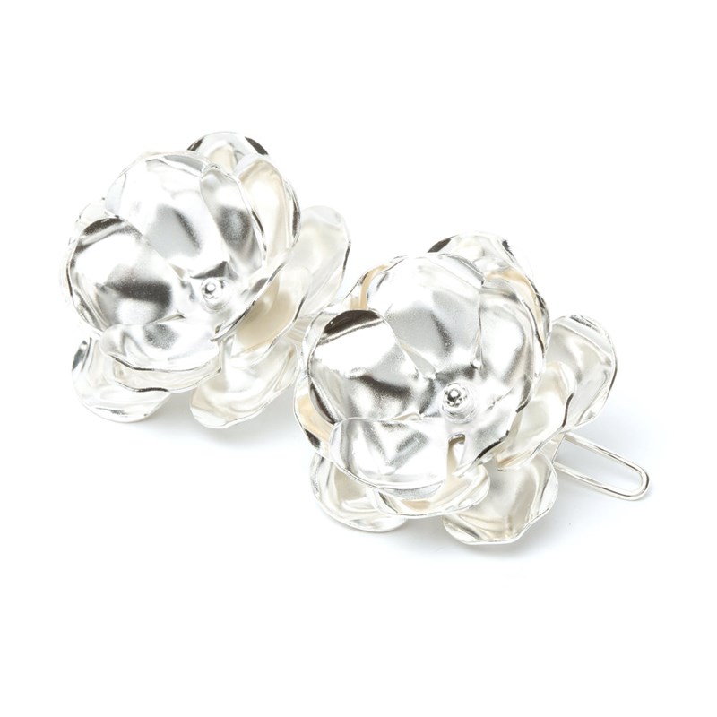 maxi barrette fleurs plaqué argent - AGLAÉ