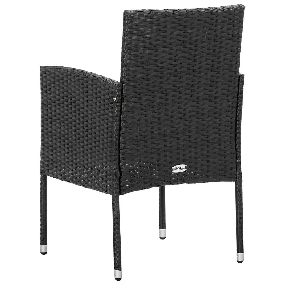 vidaXL - Tuinstoelen - Zwart - Poly rattan - 4 stuks - Met kussens