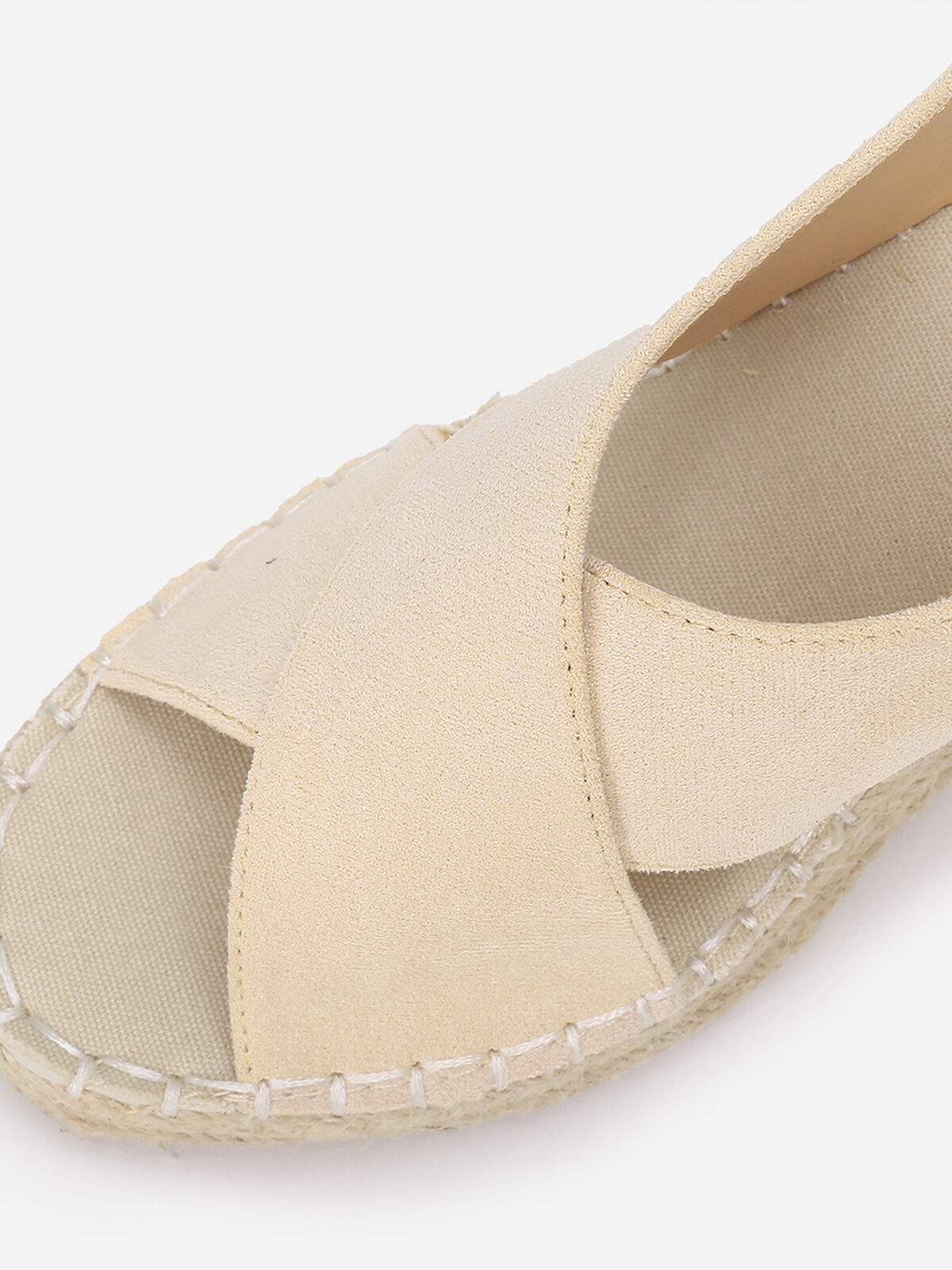Sandales compensées à brides croisées- Beige