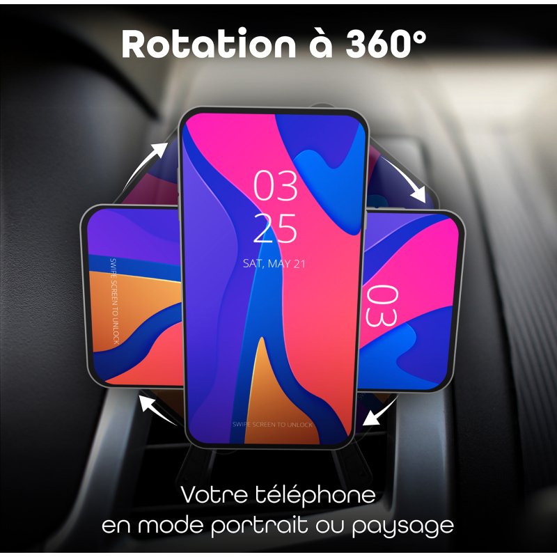 Support smartphone aimanté pour grille d’aération TNB