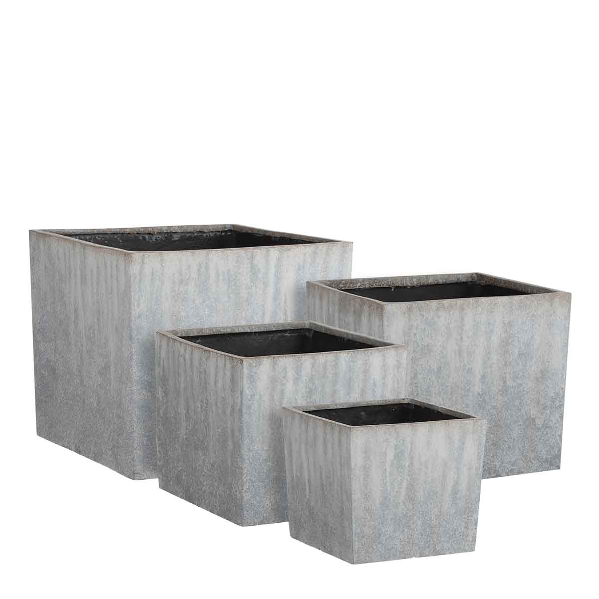 Mica decorations pot de fleur bravo - 45x45x40 cm - pe - gris - set de 4