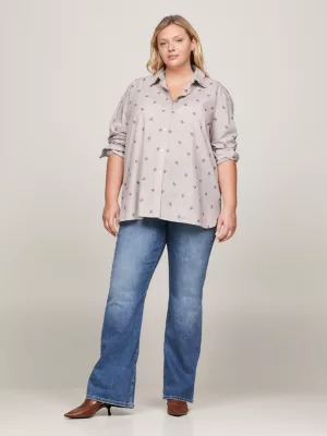 Camisa oversized listrada Curve TH Monogram Ithaca
