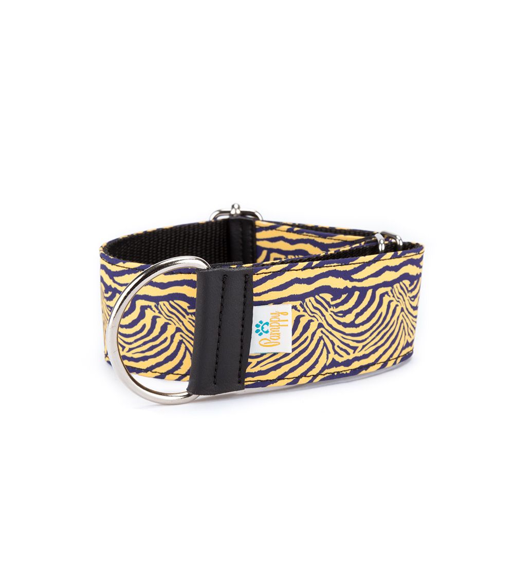 Coleira ajustável Pappy Galgo Speedy com estampa de zebra amarela para cães
