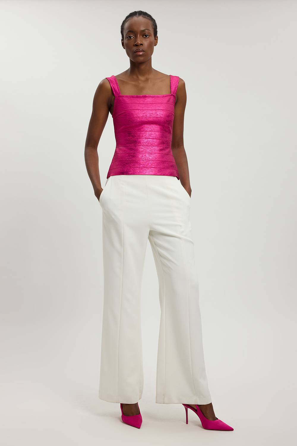 KarenMillen Haut Moulant À Bandes Style Bandage Métallisé