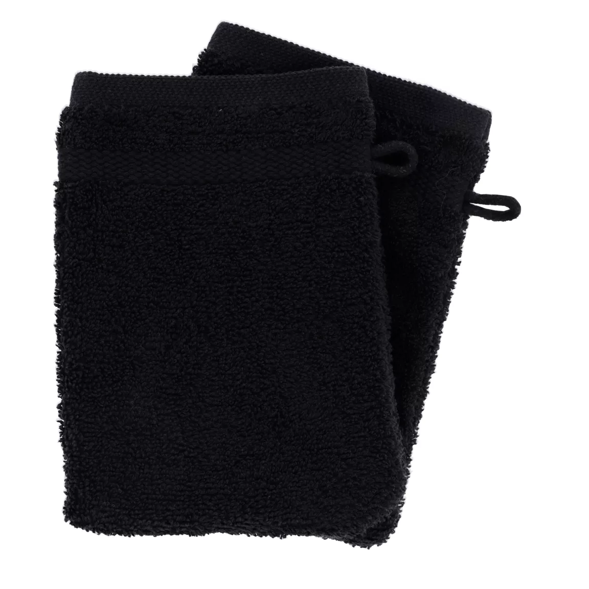 Lot de 2 gants de toilette coton (15 x 21 cm) Timeless Noir