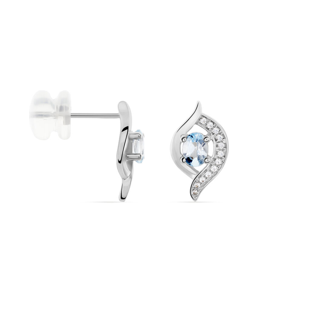 Boucles D'oreilles Lydia Or Blanc Topaze Oxyde