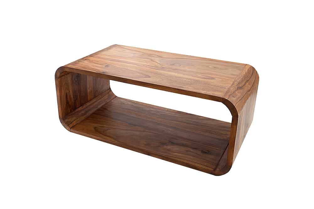 Massivholz Couchtisch CUBUS 100cm braun Sheesham stone finish TV-Board Retro Design