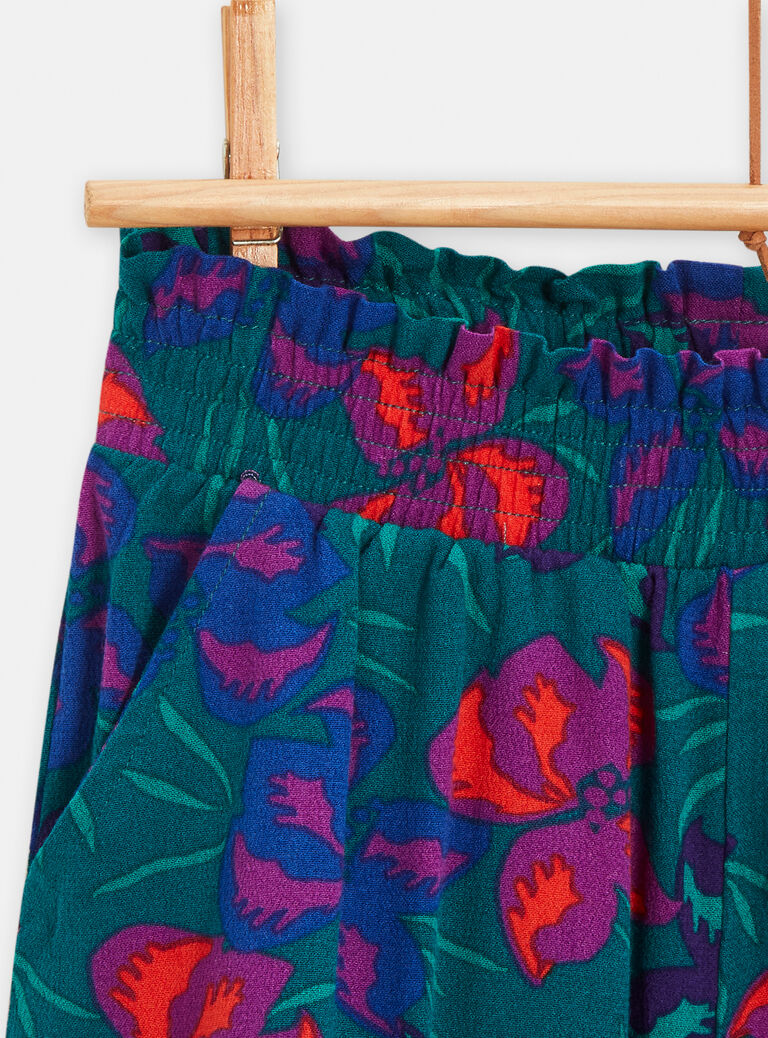Short vert à imprimé fleuri pour fille