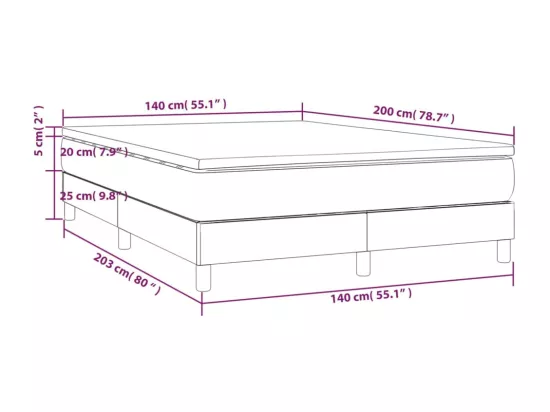 Sommier tapissier avec matelas Crème 140x200cm Similicuir