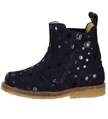 Pom Pom Stiefel - Navy m. Punkte