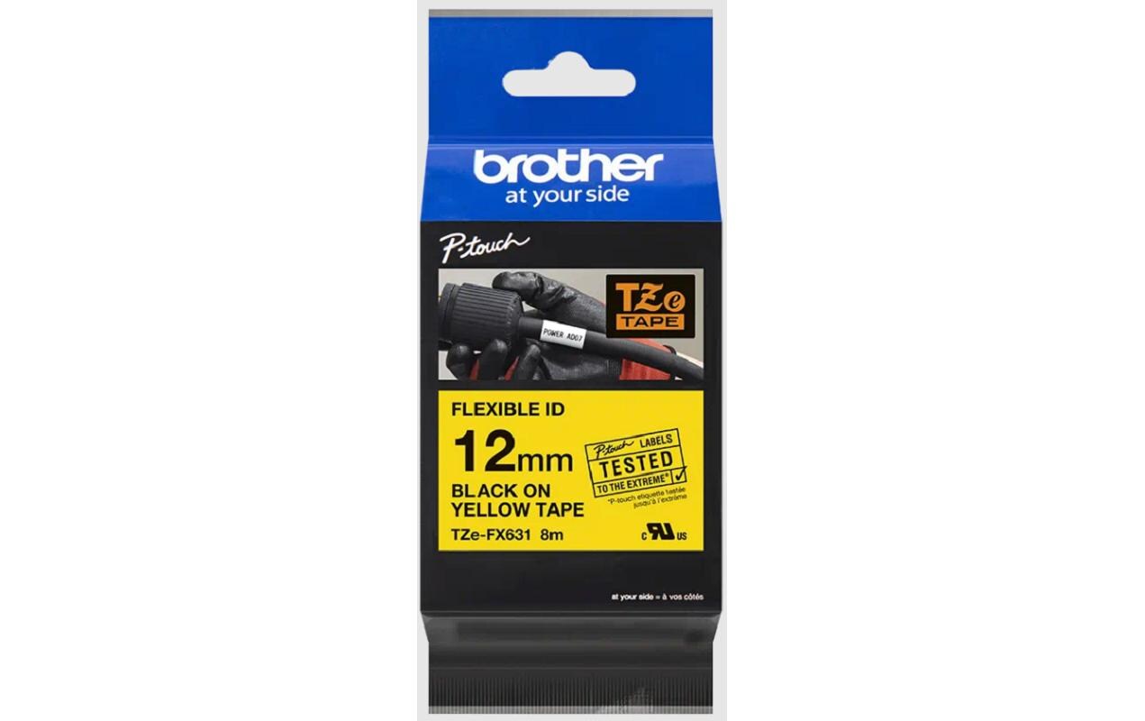 TZe-FX631 Schwarz auf Gelb12 mm-Beschriftungsband für Etikettendrucker