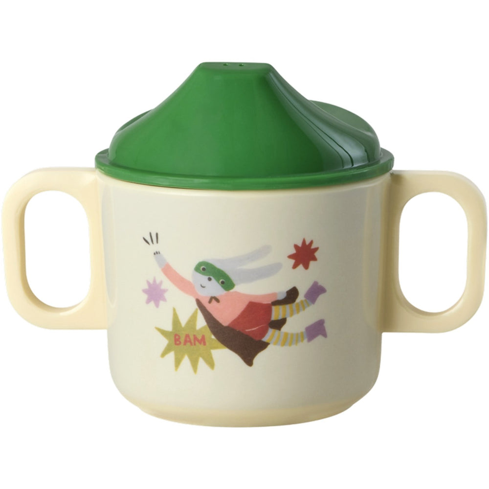 Køb Rice Melamin 2 Handle Baby Kop Med Hero Print - Green - 250 Ml