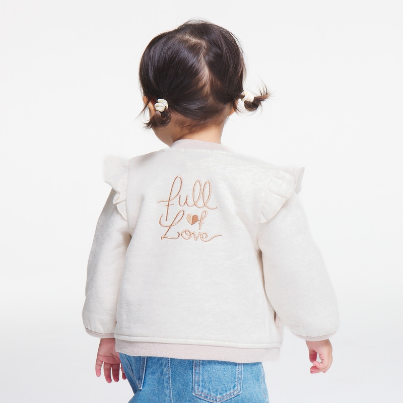 Sweat zippé molleton patch cœur rose bébé fille