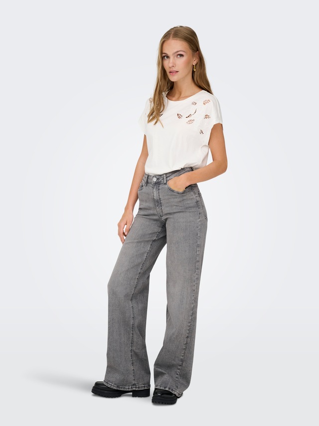 JDY High-waist-Jeans »JDYFELINA-FINA HW WIDE JNS  LT GREY DNM«