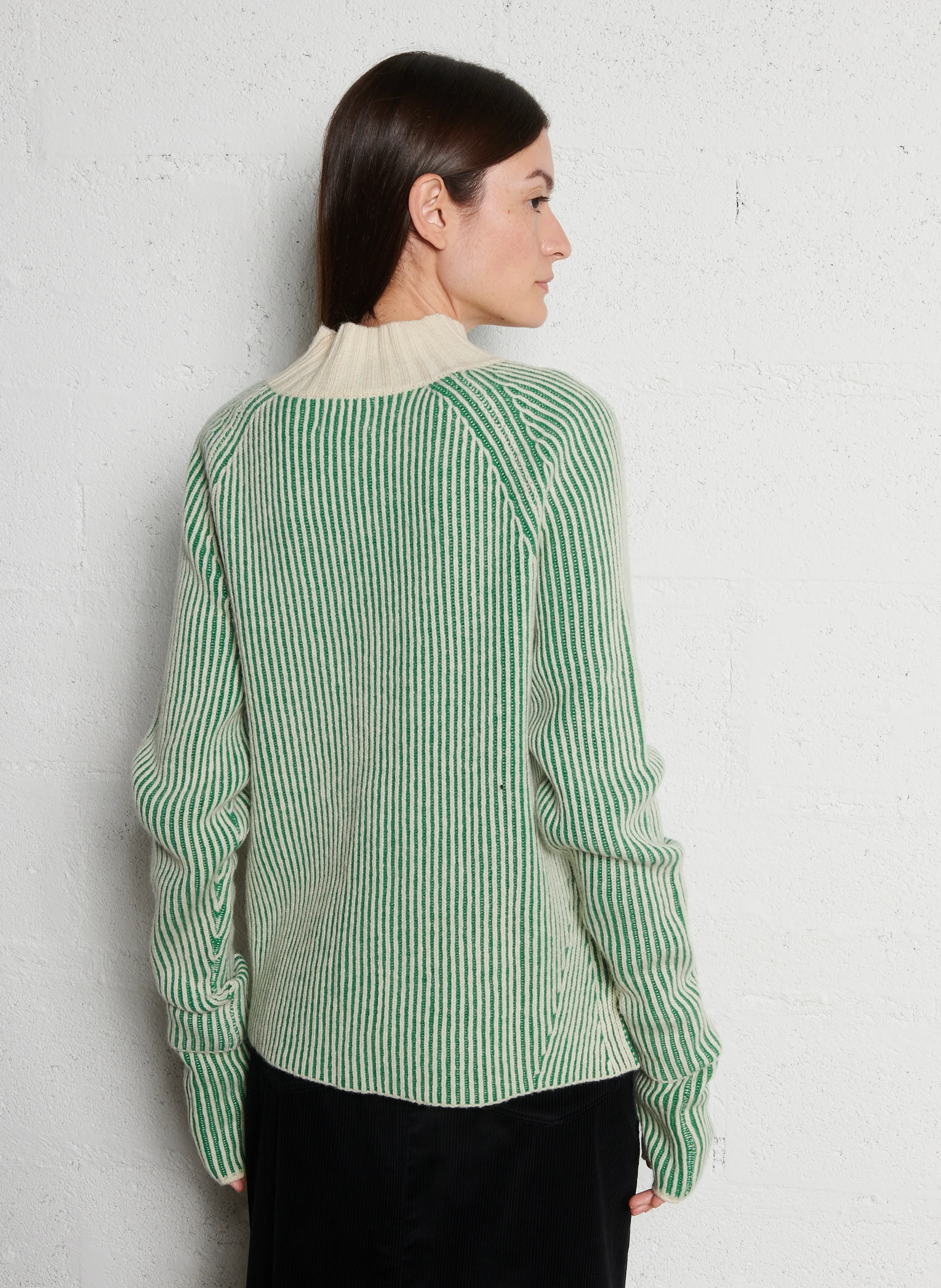 LINCOLN - Pull col montant en laine | Vert