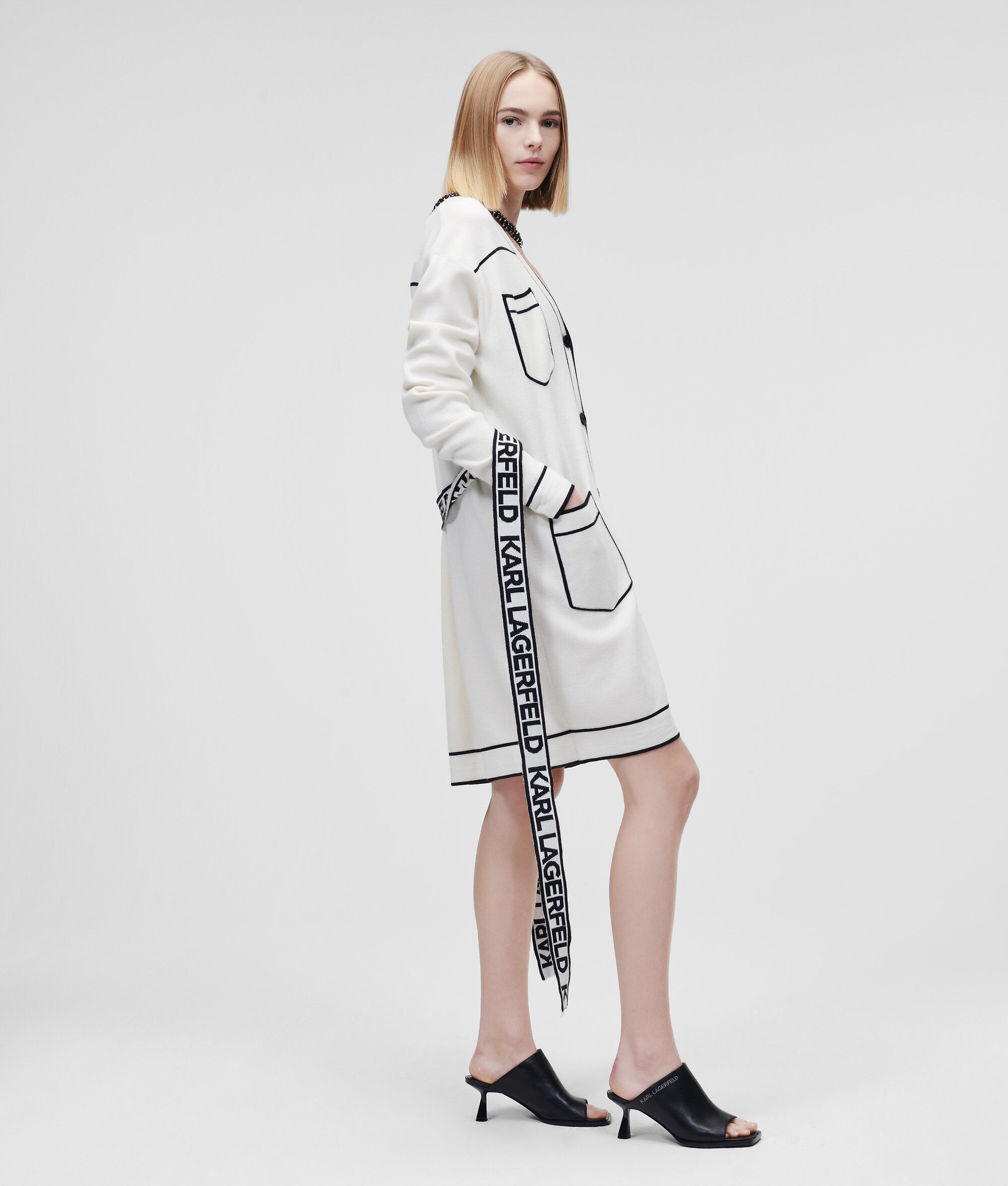 CARDIGAN AVEC CEINTURE ORNÉE DU LOGO KARL