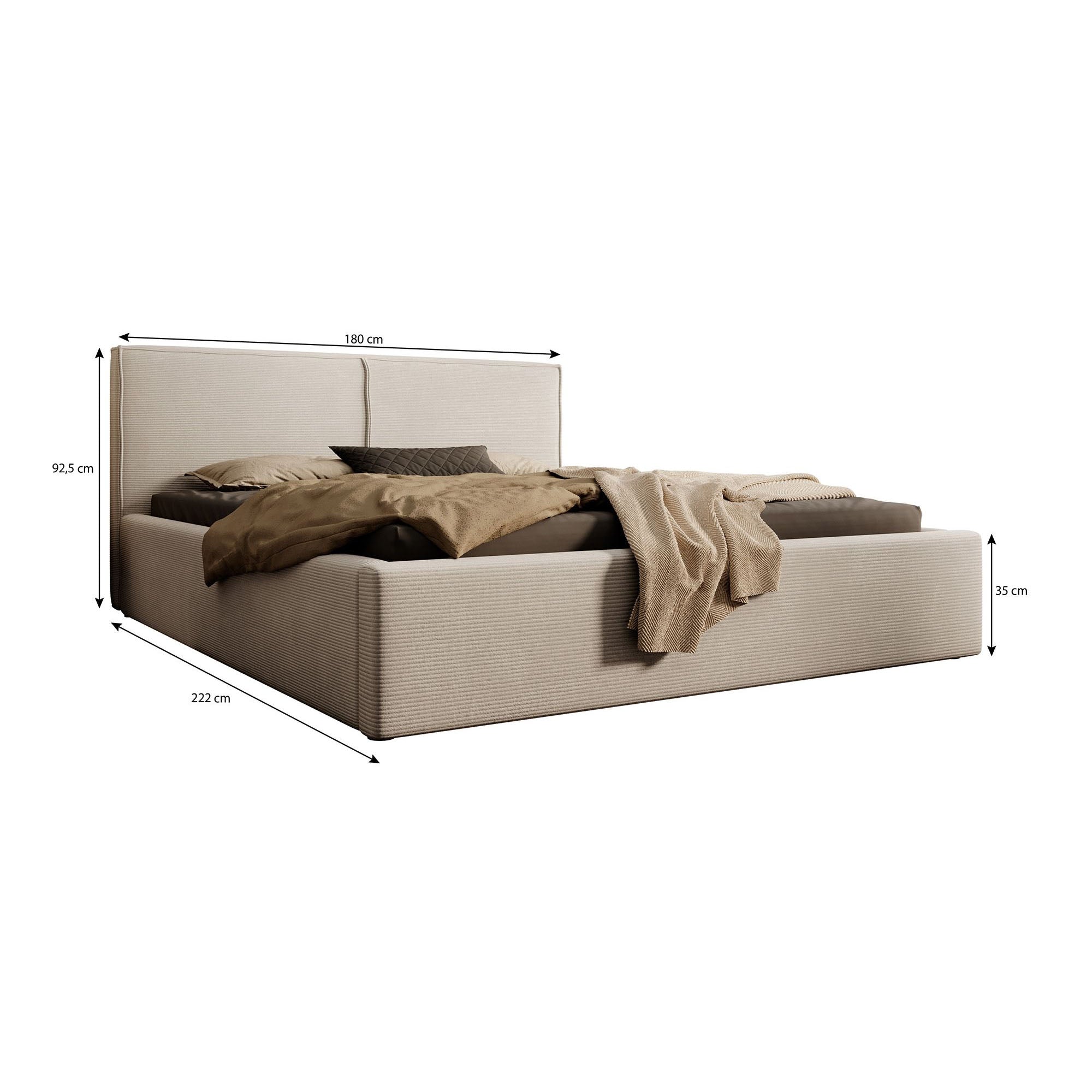 Infinity - Tweepersoonsbed - Ribstof zwart - 160x200 cm