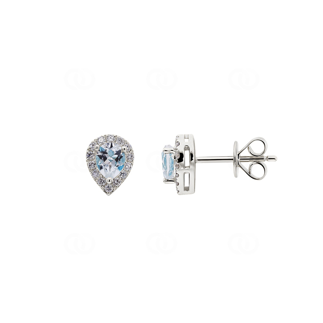 Ohrstecker 750/18 K Weissgold mit Aquamarinen und Diamanten 0.19 ct H/si