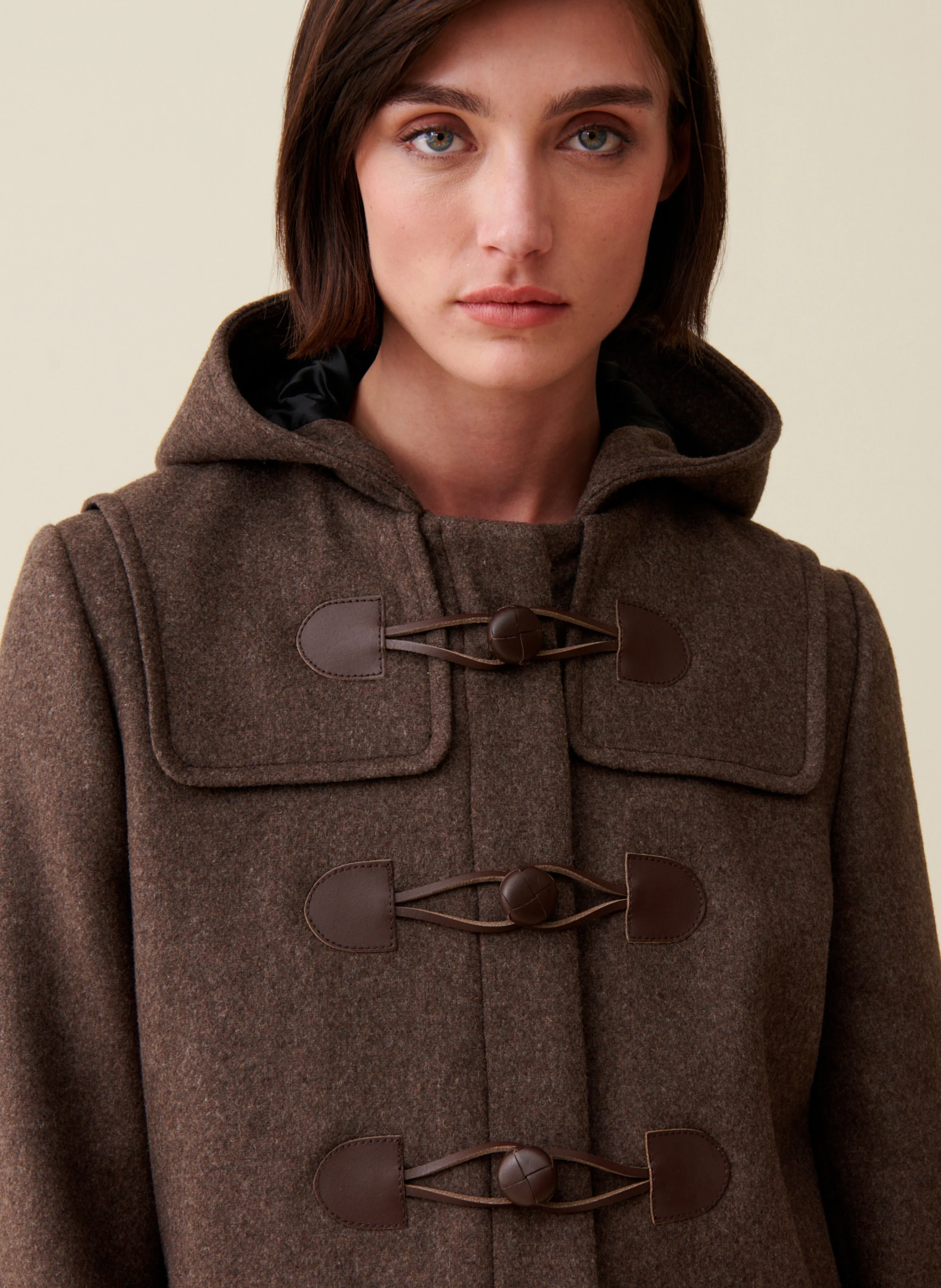 Manteau droit en laine mélangée | Marron
