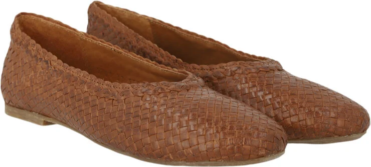 ANGULUS Håndflettet ballerina 3614 tan braid