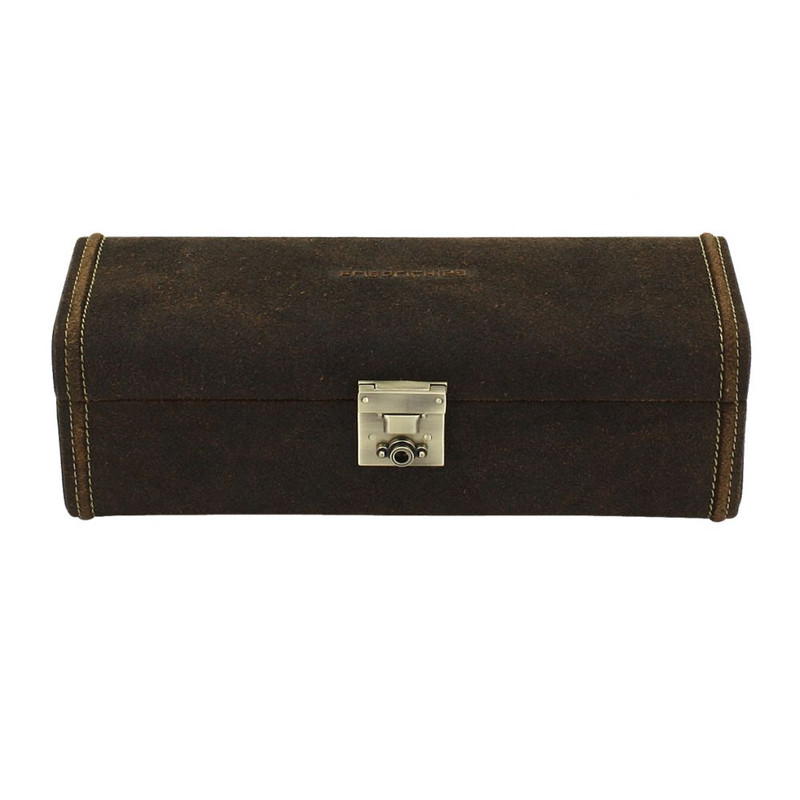 petite malle pour 4 montres, Cubano V2, cuir marron havane