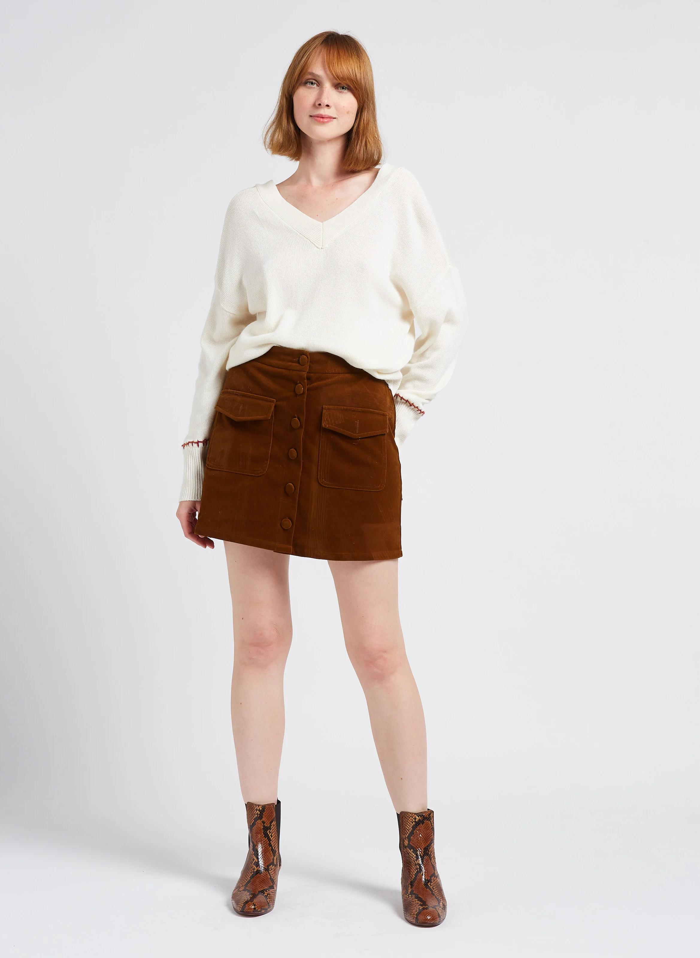NIABELLA - Bottines en cuir aspect python| Marron