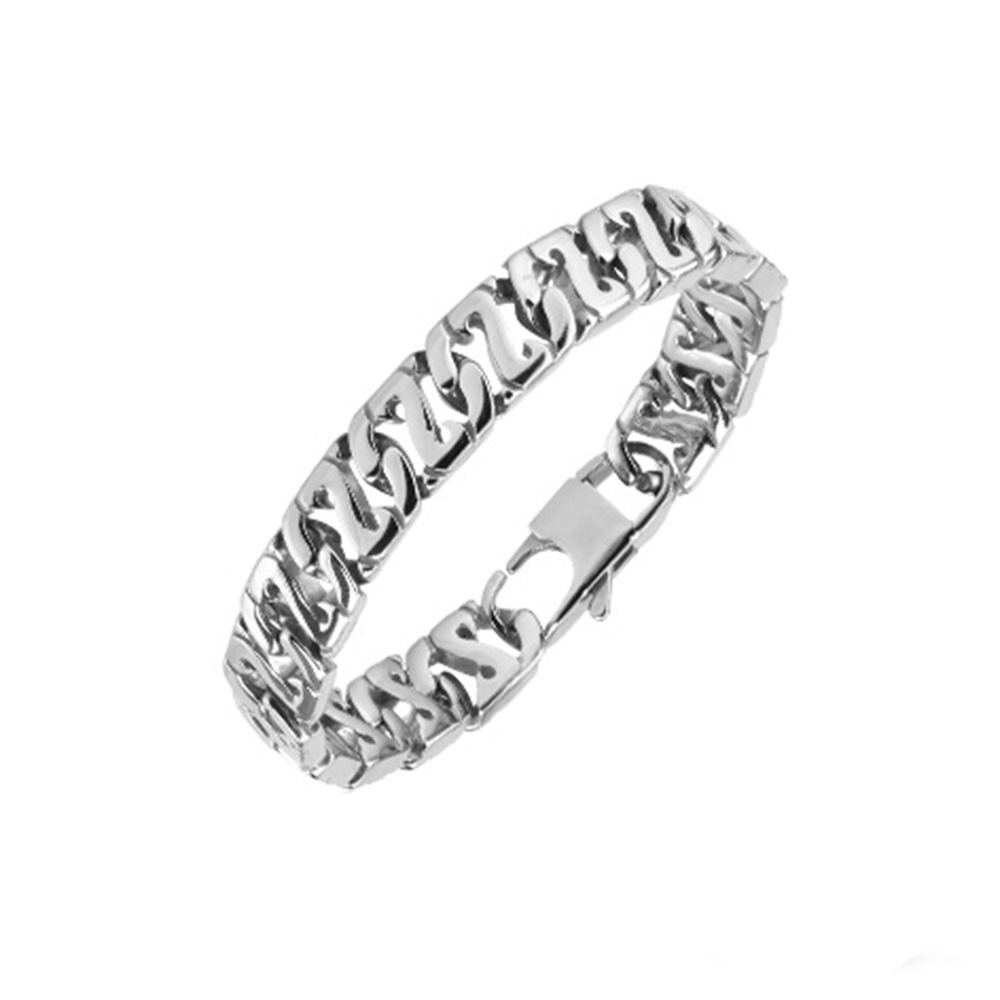 (11mm) Edelstahl Armband Panzerkette Chunky Chain Z Glieder Armkette - Silber