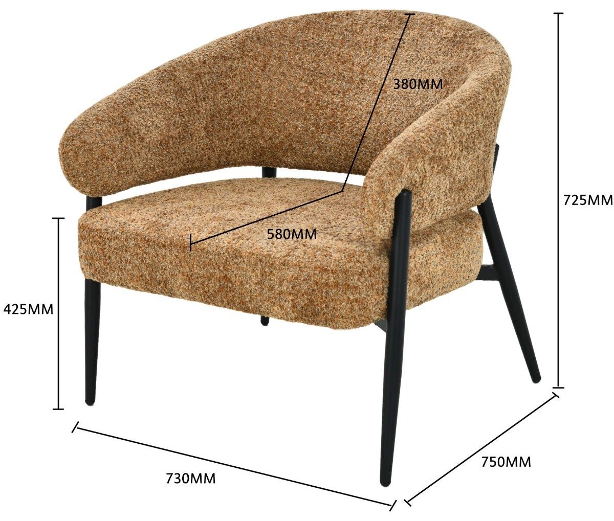 Fauteuil Cognac Dilan B73 x D72.5 x H75 cm