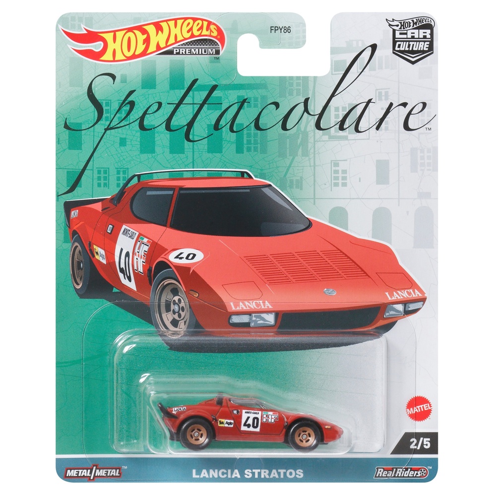 Hot Wheels Car Culture: Lancia Stratos Modellauto im Maßstab 1:64 aus Druckguss