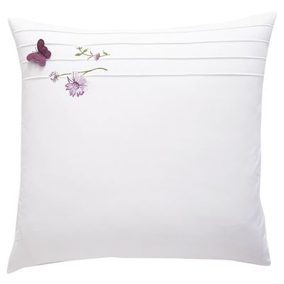 Linge de lit percale brodée fleurs et papillons - BECQUET CRÉATION