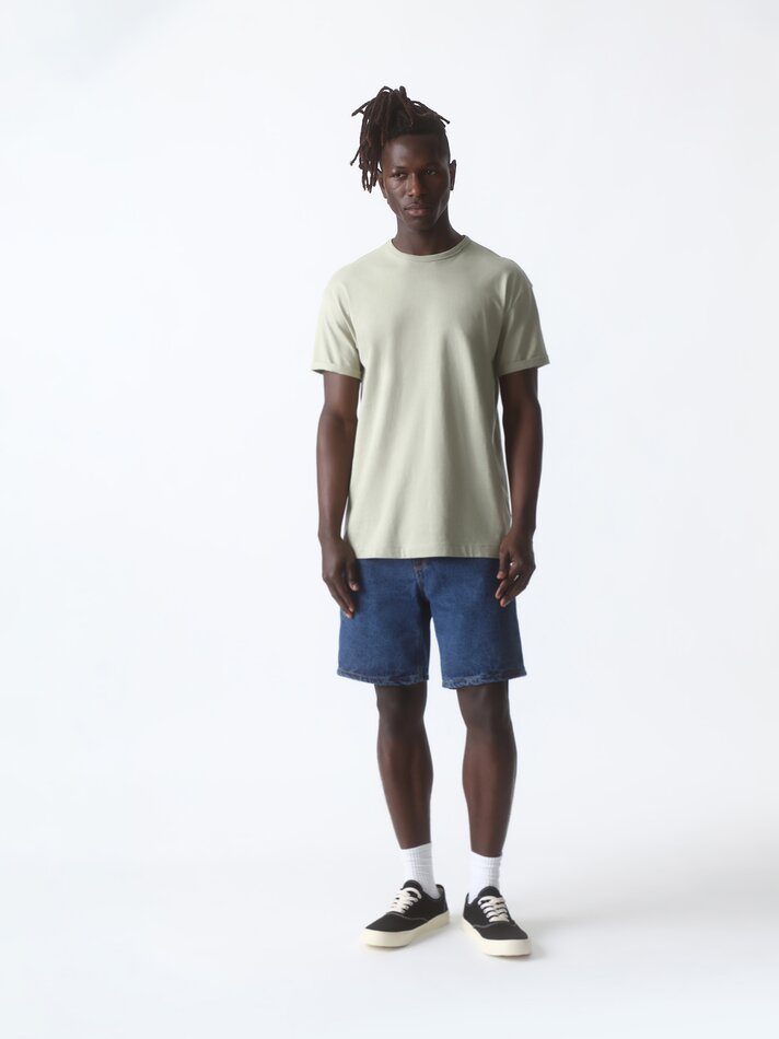 Camiseta básica de corte longo - Verde Médio