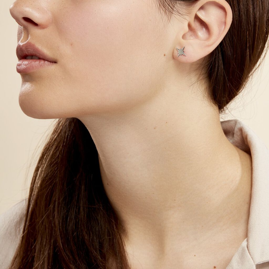 Boucles D'oreilles Puces Wiem Argent Blanc