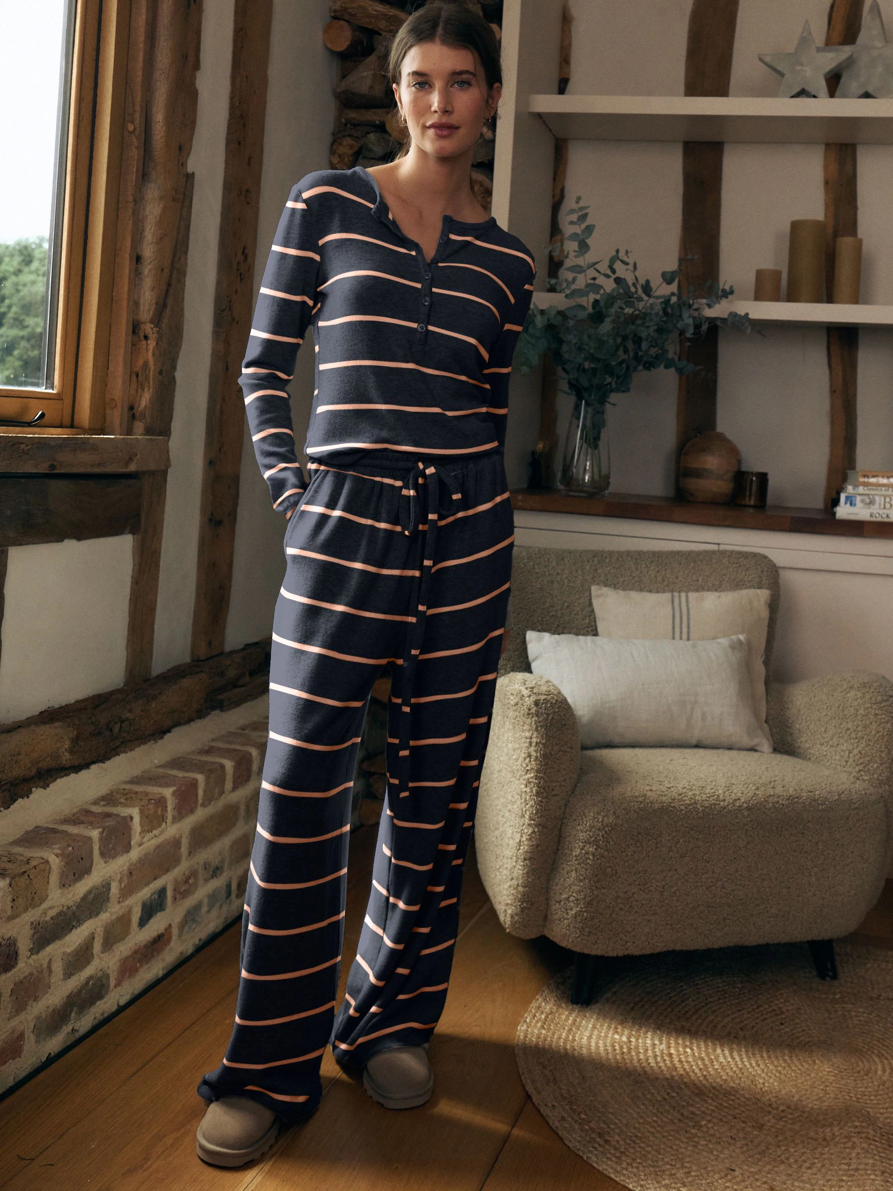 Antracietgrijs gestreept - Behaaglijke pyjama met lange mouwen