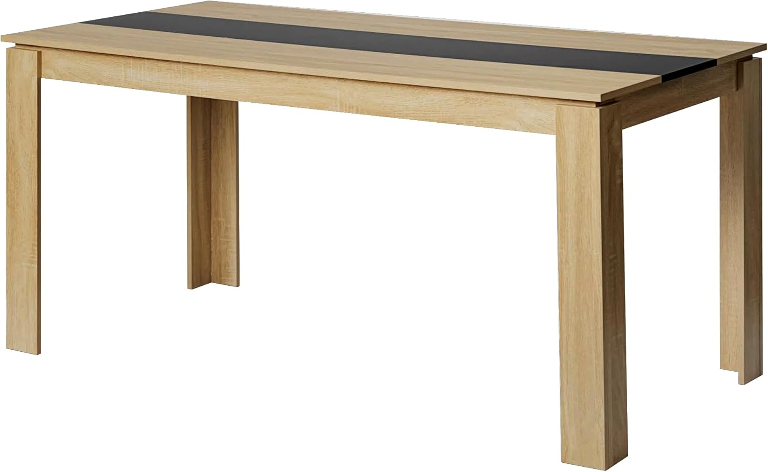 Esstisch, Esszimmertisch Holztisch für Küche, Großer Tisch, 160x80x75cm, Eiche und Schwarz
