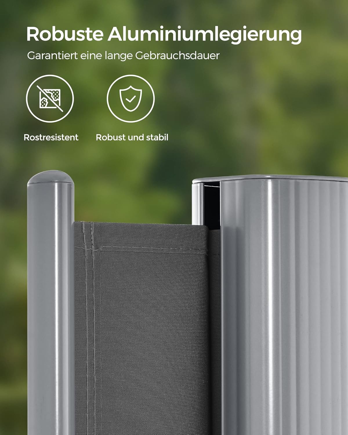 SONGMICS Alu-Seitenmarkise, ausziehbar, 200 x 350 cm, Blickdicht, Sonnenschutz, blickdicht, Seitenrollo, für Balkon, Terrasse, Garten, anthrazit GSA205G