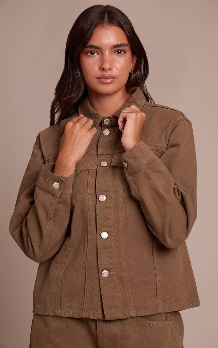 Vert Olive Chemise En Jean Oversize
