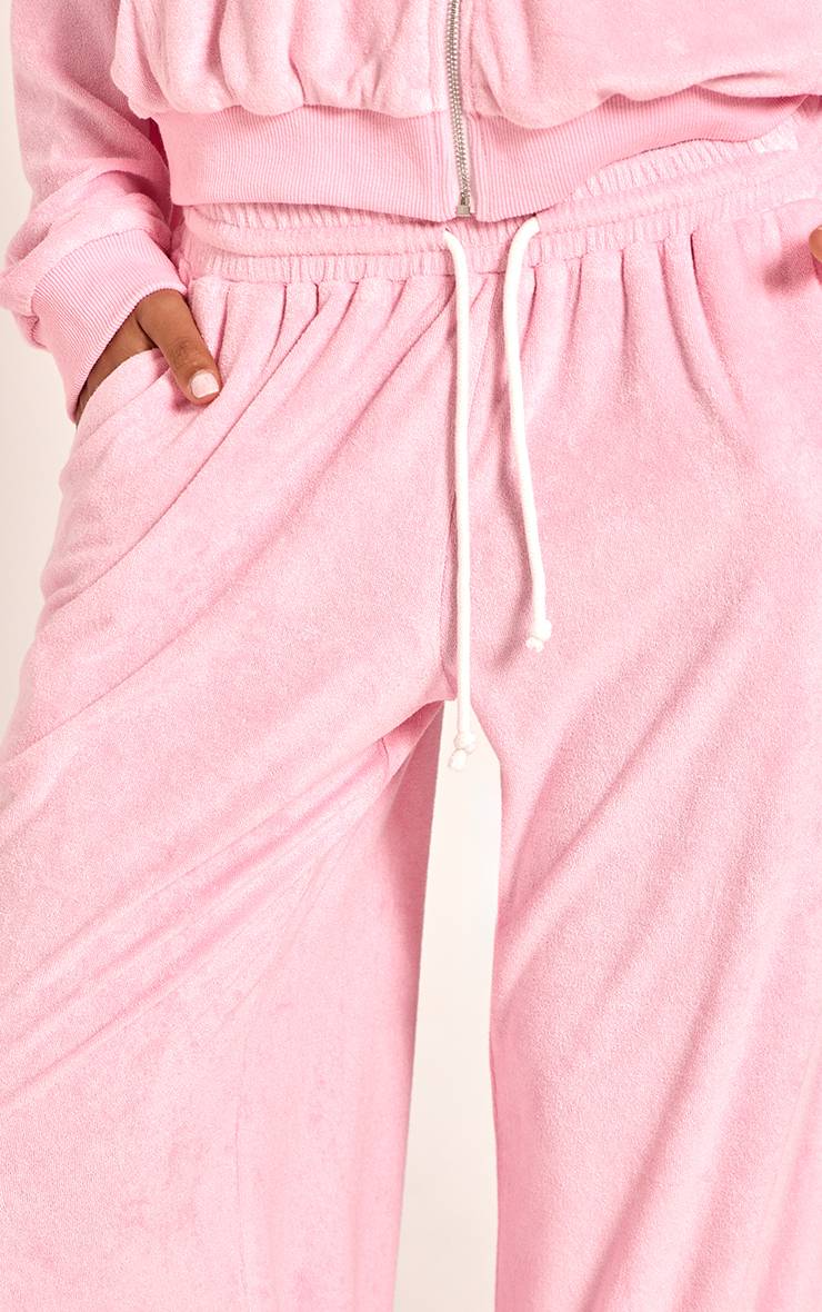 Rose Jogging Large En Tissu Éponge Avec Cordon Contrasté
