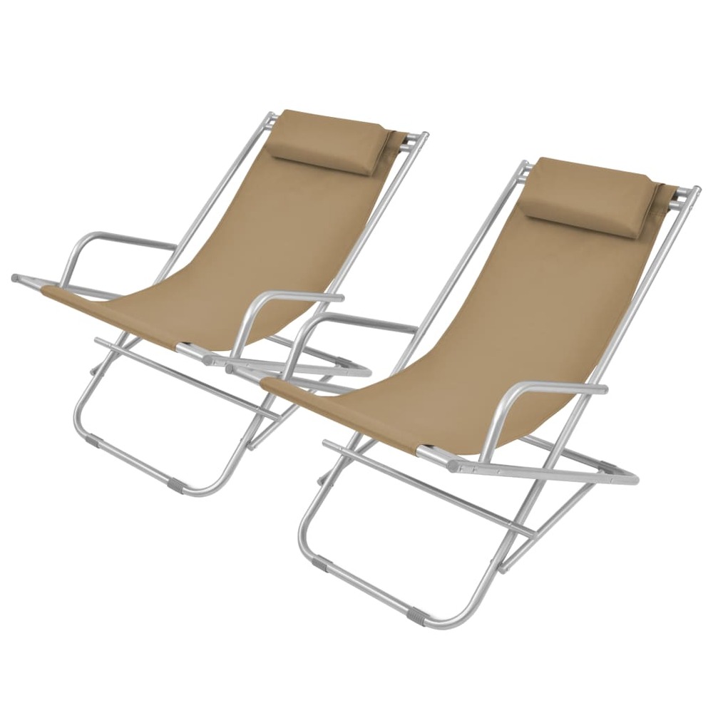 Chaises inclinables de terrasse 2 pièces acier taupe