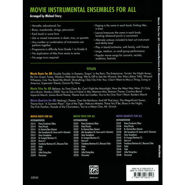 Alfred Music Publishing Movie Trios For All Tromb.