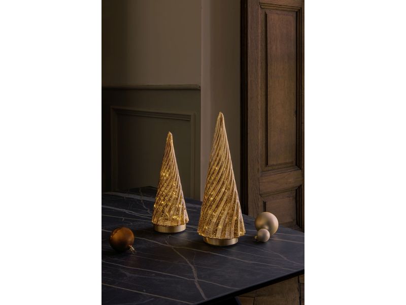 STT Glass tree brown, 28 cm Warmweiss LED Dekoration